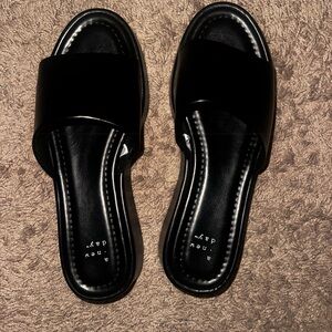 Black Backless Platform Sandals